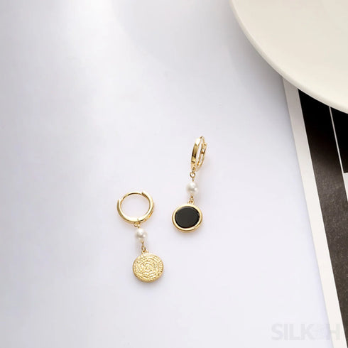 Retro 14k Gold Plated Sterling Silver Freshwater Pearl Hoop