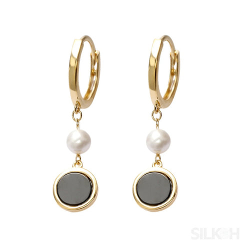 Retro 14k Gold Plated Sterling Silver Freshwater Pearl Hoop