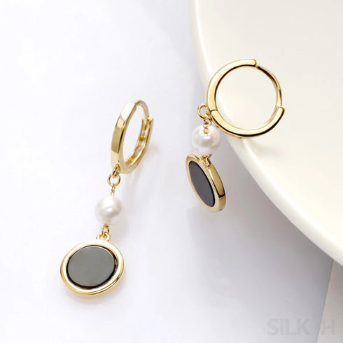 Retro 14k Gold Plated Sterling Silver Freshwater Pearl Hoop