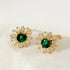 Retro 18k Gold Plated Sterling Silver Hoop Emerald Earrings