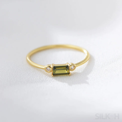 Retro Rectangle Sterling Silver Zircon Ring Mae - Jewelry