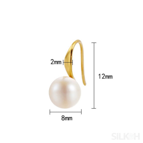 Retro Sterling Silver Freshwater Pearl Hook Earrings Flo