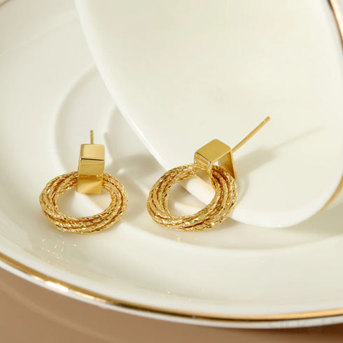 Retro Sterling Silver Multi Circle Drop Earrings Eve