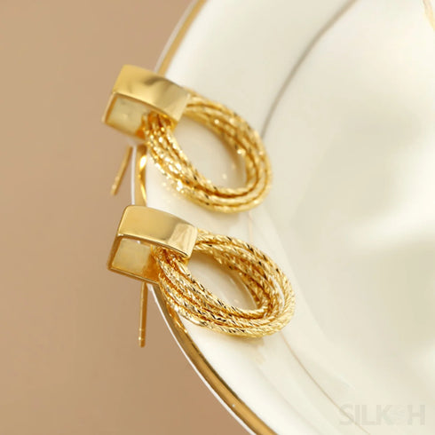 Retro Sterling Silver Multi Circle Drop Earrings Eve