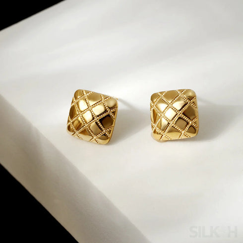 Rhombus Sterling Silver Pattern Stud Earrings Dia - Jewelry