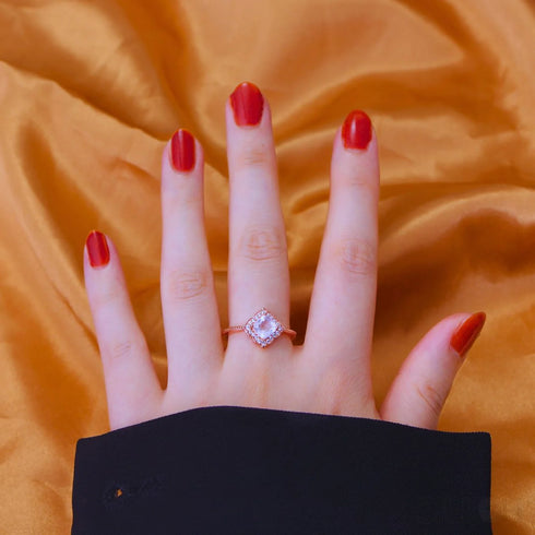 Rose Quartz Sterling Silver Natural Stone Ring Roe - Jewelry