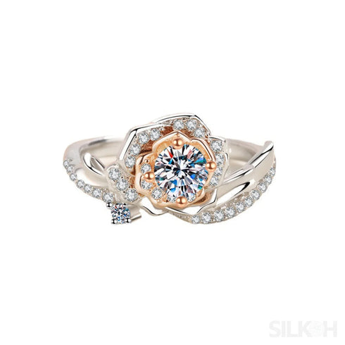 Rose Shaped Moissanite Engagement Ring Kim - Jewelry