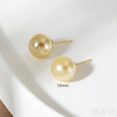 Round 18k Gold Plated Sterling Silver Pearl Stud Earrings