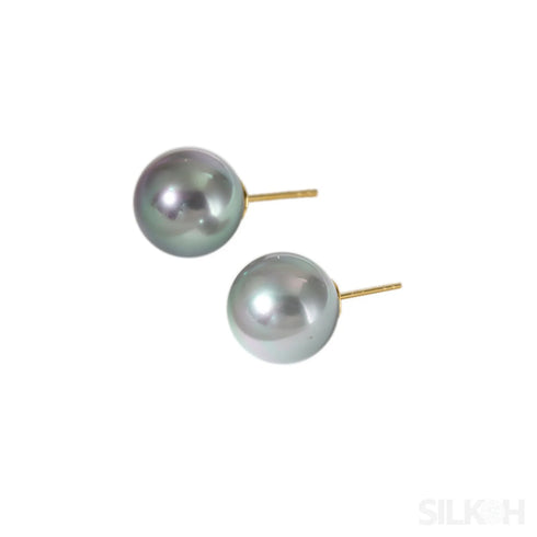 Round 18k Gold Plated Sterling Silver Pearl Stud Earrings