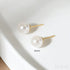 Round 18k Gold Plated Sterling Silver Pearl Stud Earrings