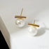 Round 18k Gold Sterling Silver Pearl Stud Bridal Earrings