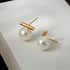 Round 18k Gold Sterling Silver Pearl Stud Bridal Earrings