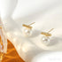 Round 18k Gold Sterling Silver Pearl Stud Bridal Earrings