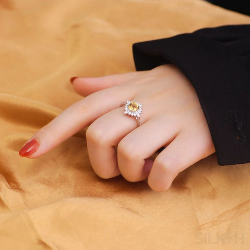 Round Cut Sterling Silver Engagement Ring Uma - Jewelry