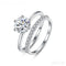 Round Cut Sterling Silver Engagement Ring with Wedding Band