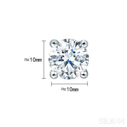 Round Four Prong Sterling Silver Zircon Inlaid Earrings Ora