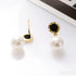 Round Gold Plated Sterling Silver Pearl Drop Stud Earrings