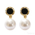 Round Gold Plated Sterling Silver Pearl Drop Stud Earrings