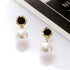 Round Gold Plated Sterling Silver Pearl Drop Stud Earrings