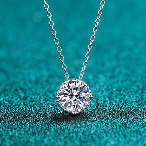 Round Pie 925 Sterling Silver Moissanite Necklace Cal