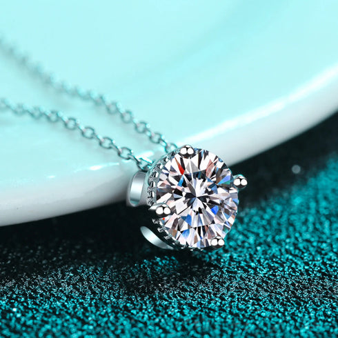 Round Pie 925 Sterling Silver Moissanite Necklace Cal