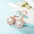 Round Retro Sterling Silver Opal Drop Bridal Earrings Cat
