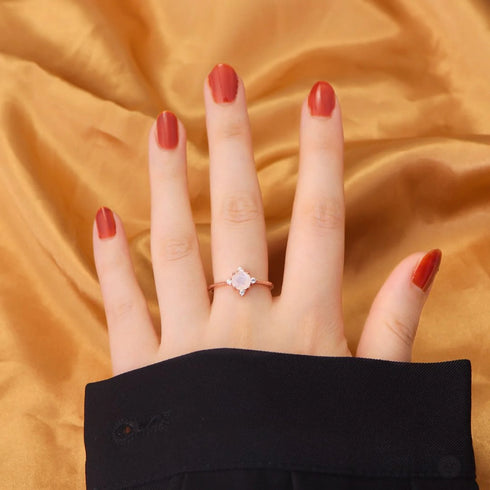 Round Shaped Sterling Silver Moonstone Ring Sky - Jewelry