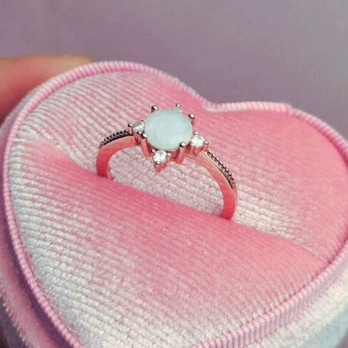 Round Shaped Sterling Silver Moonstone Ring Sky - Jewelry