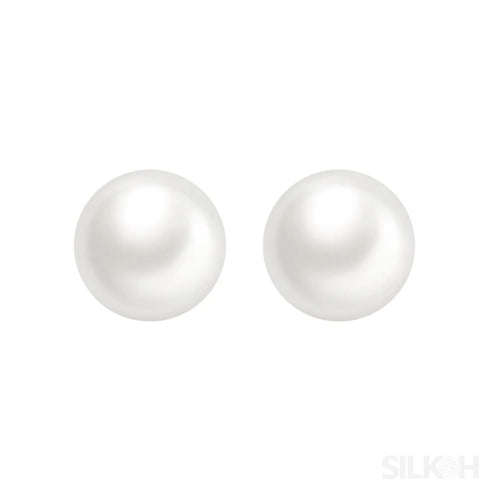 Round Sterling Silver Freshwater Pearl Stud Earrings Ada