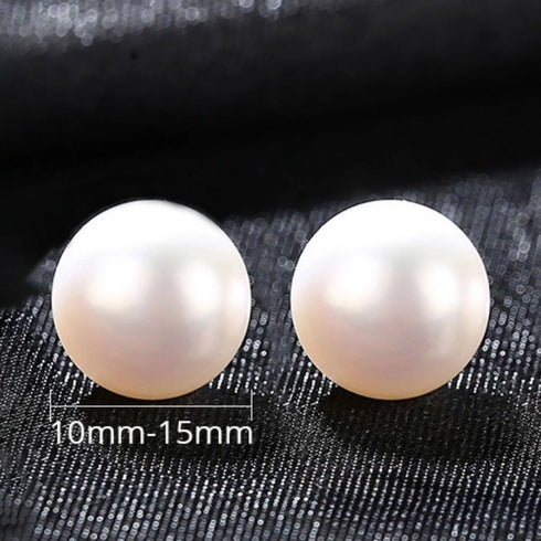 Round Sterling Silver Freshwater Pearl Stud Earrings Ada