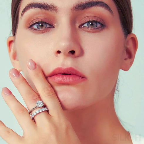 Round Sterling Silver Harmony Ring Set Alice - Jewelry