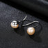 Round Sterling Silver Pearl Drop Earrings Ann - Jewelry