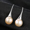 Round Sterling Silver Pearl Drop Earrings Ann - Jewelry