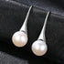 Round Sterling Silver Pearl Drop Earrings Ann - Jewelry
