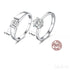 Round Sterling Silver Solitaire Couple Ring Aubrey - Jewelry