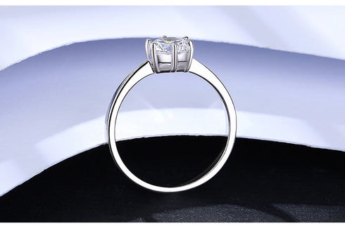 Round Sterling Silver Solitaire Couple Ring Aubrey - Jewelry