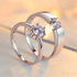 Round Sterling Silver Solitaire Couple Ring Aubrey - Jewelry
