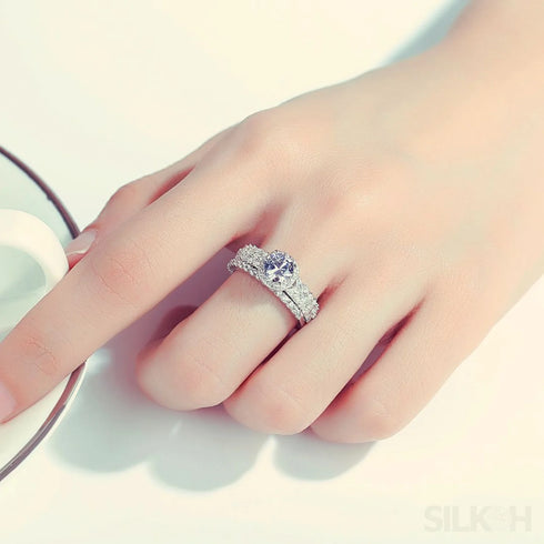 Round Sterling Silver Solitaire Engagement Ring