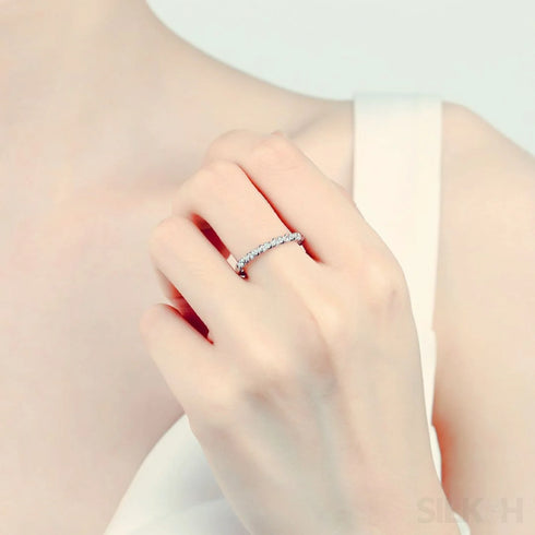 Row Moissanite 925 Sterling Silver Ring Dee - Jewelry