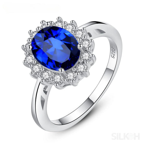 Sapphire Oval Sterling Silver Engagement Ring Zoe - Jewelry