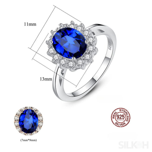 Sapphire Oval Sterling Silver Engagement Ring Zoe - Jewelry