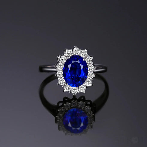 Sapphire Oval Sterling Silver Engagement Ring Zoe - Jewelry