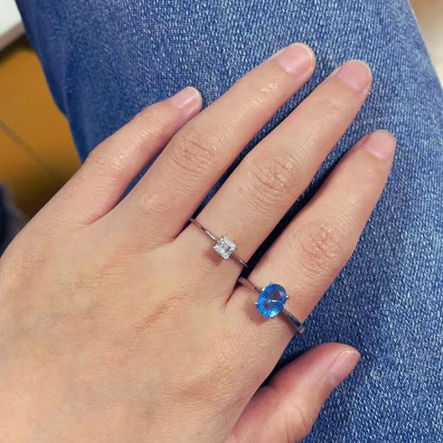 Simple Asscher Cut Sterling Silver Cubic Zirconia Ring