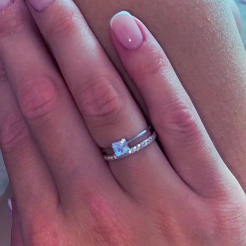 Simple Asscher Cut Sterling Silver Cubic Zirconia Ring