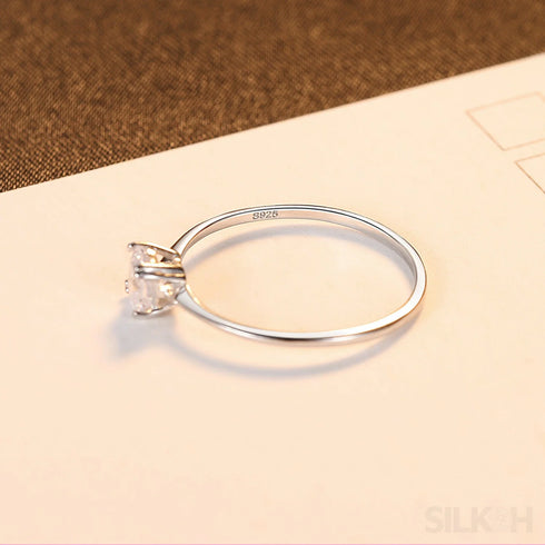 Simple Asscher Cut Sterling Silver Cubic Zirconia Ring