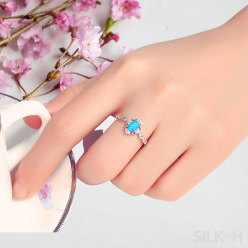 Simple Oval Sterling Opal Vintage Ring Scottie - Jewelry