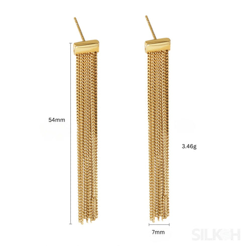 Simple Tassel Sterling Silver Fringe Drop Earrings Fay