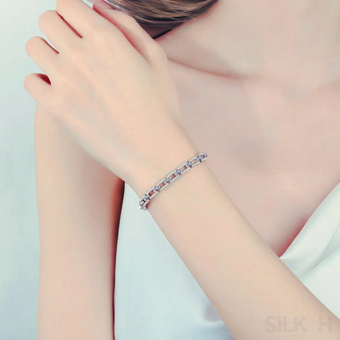 Square Box Chain Moissanite Bracelet Bea - Jewelry