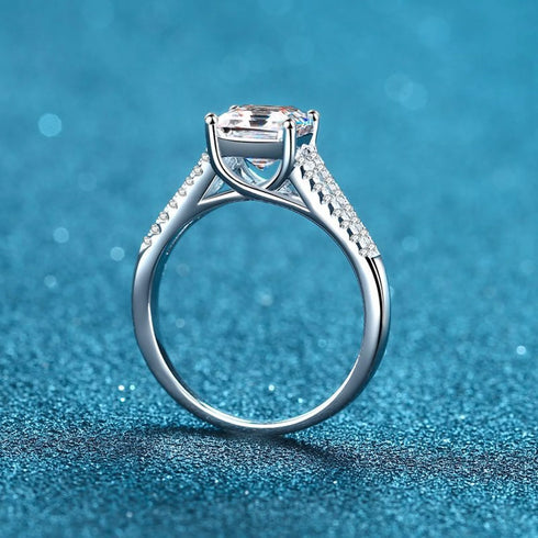 Square Shaped Moissanite Asscher Engagement Ring Flo