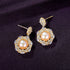 Steamed Bun Sterling Silver Pearl Bead Flower Earrings